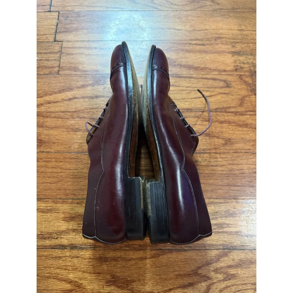 Santoni Classico Mens Burgundy Leather Cap Toe Whipstitch Oxford Shoes Size 11.5